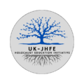 UK-JHFE Logo. Blue Tree, grey roots.